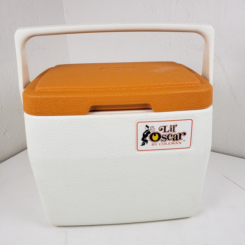 Vintage Coleman Lil Oscar Cooler Orange White Model 5272 Portable Ice Chest USA